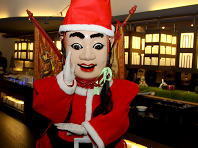 Decked in Santa outfit
