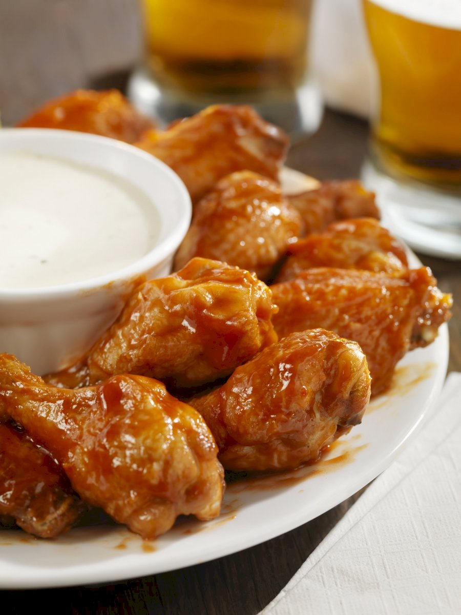 Spicy hot chicken wings, yum!