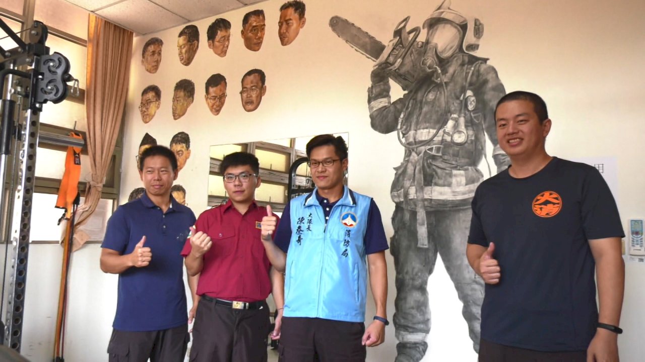 VIDEO: Budding artist turns wall of Kinmen fire station into masterpiece