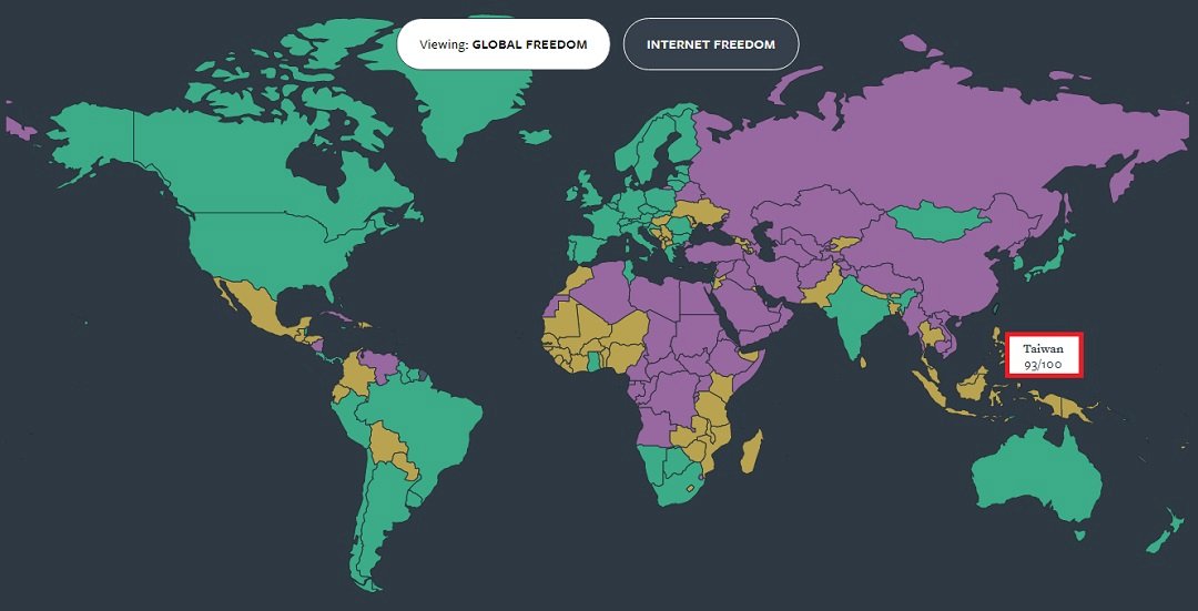 Taiwan ranks in top five for internet freedom: Freedom House