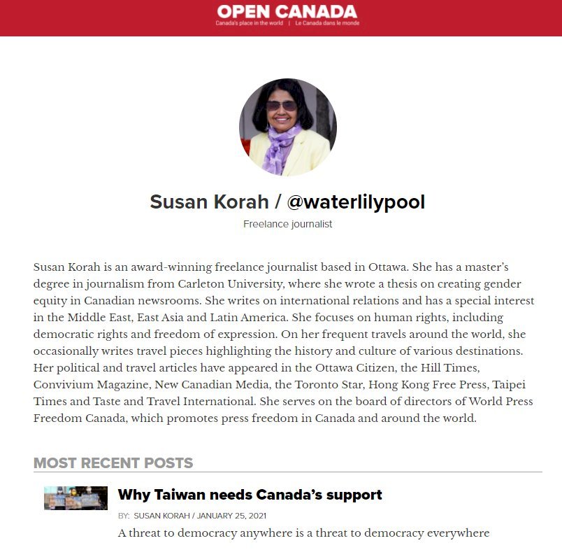 Canadian journalist calls on Ottawa to support Taiwan