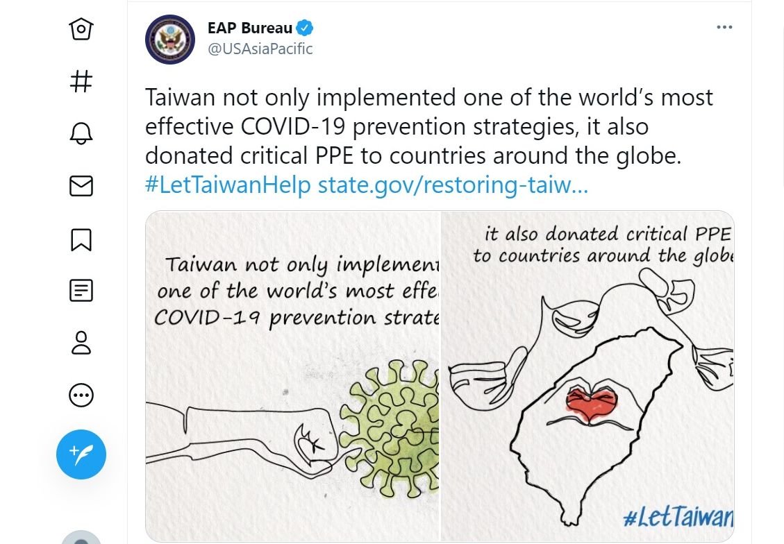 US State Department backs Taiwan’s WHA participation in tweet