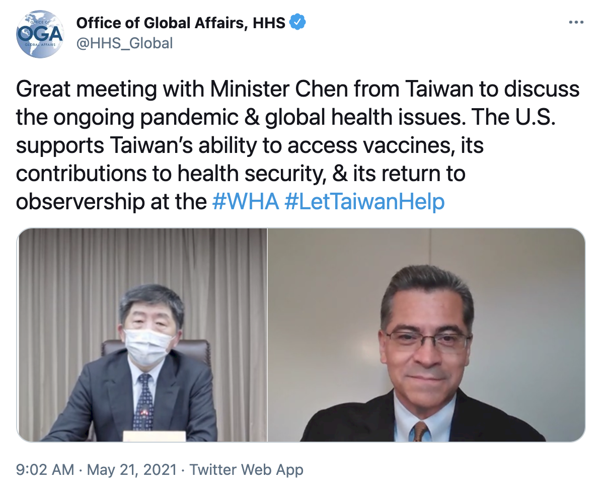 Health Minister and US Health Secretary hold online meeting