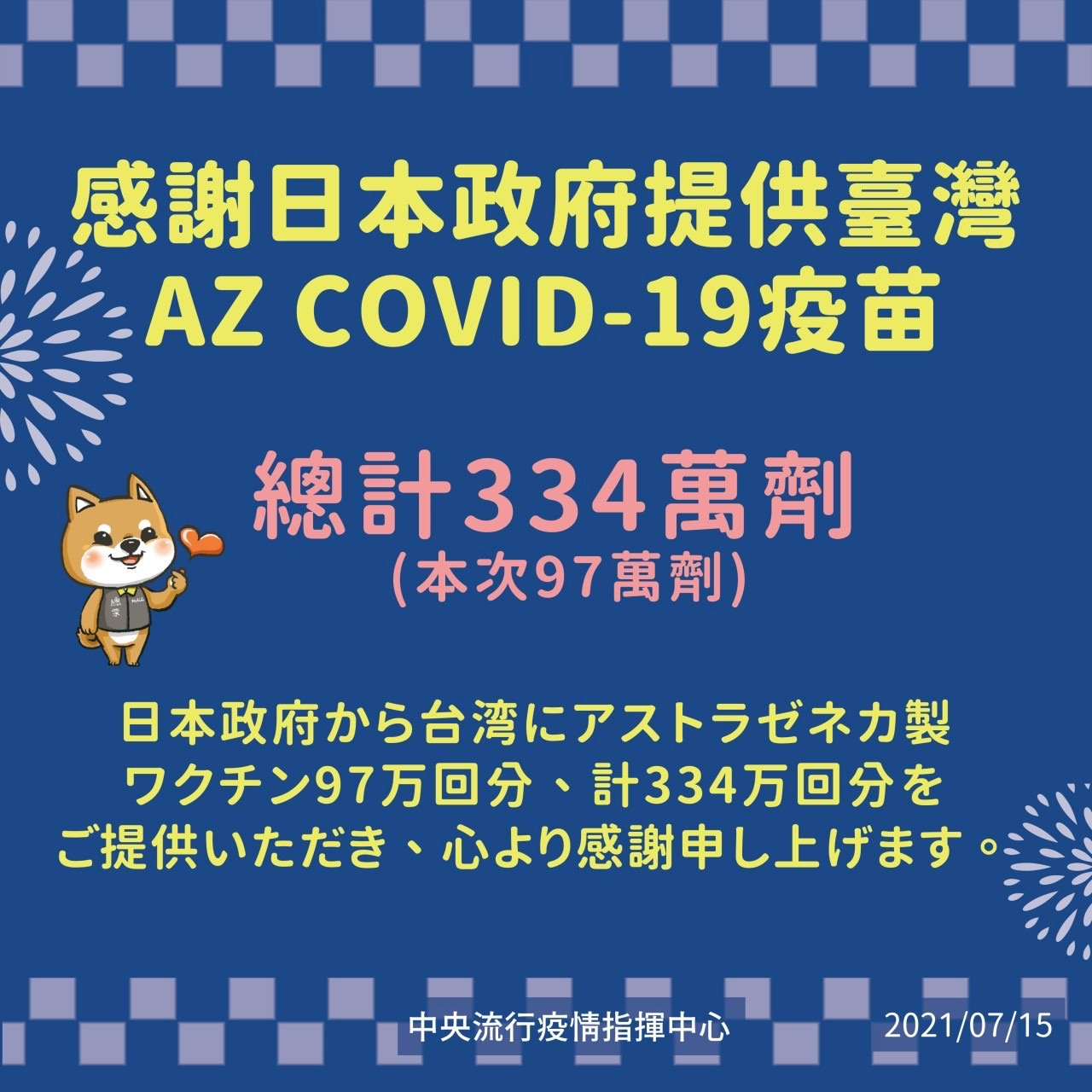 Japan donates 970,000 more COVID vaccine doses to Taiwan