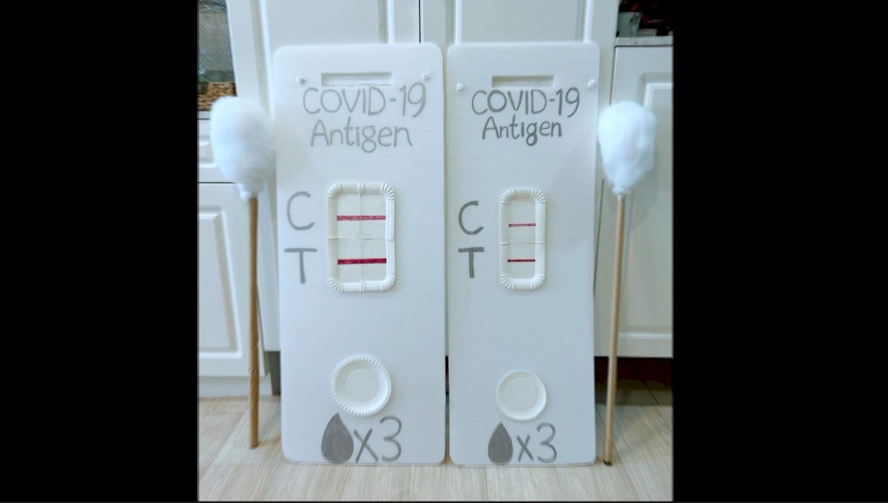 VIDEO: Children dress up as positive COVID-19 tests for Halloween