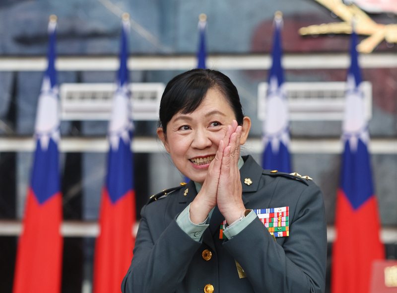 Taiwan Army promotes first female to lieutenant general rank at ceremony attended by President Tsai