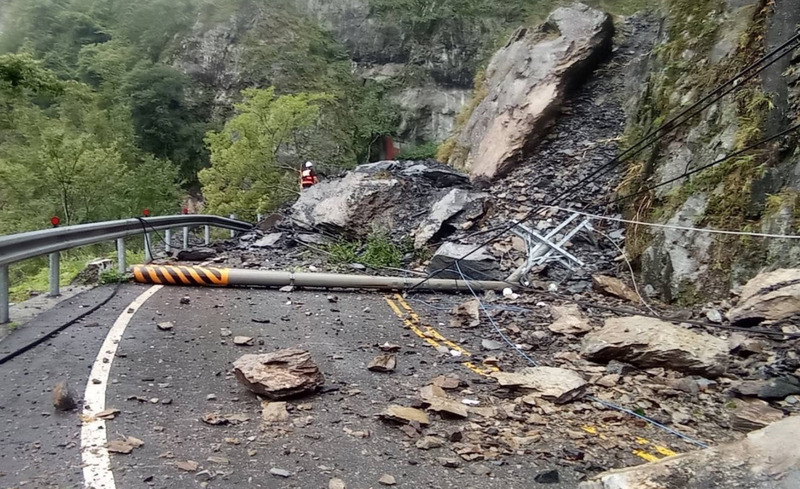 VIDEO: Typhoon Khanun causes major landslide on highway